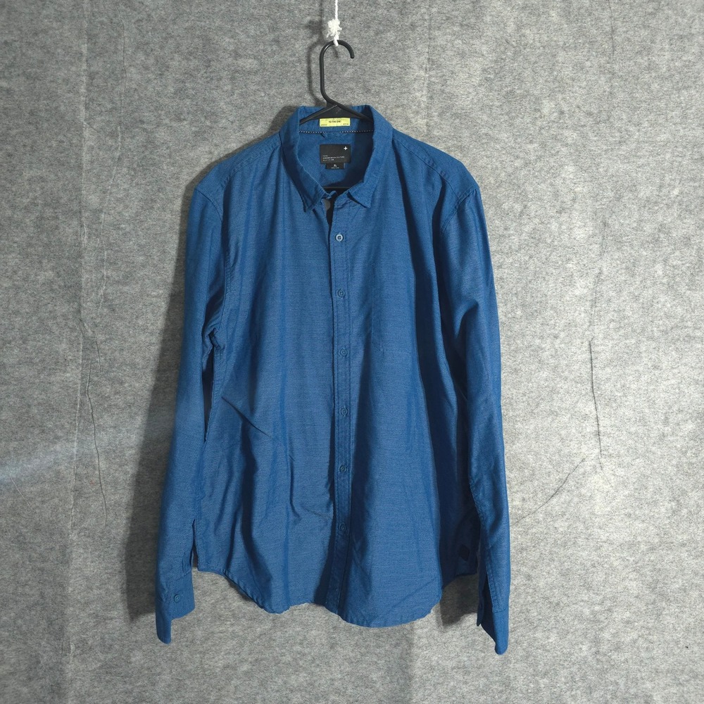 Tavik Shirt Mens XL Blue Textured Long Sleeve Button Up Modern Beach Casual